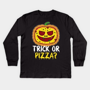 Pizza Halloween - Funny Pumpkin Pizza Face Kids Long Sleeve T-Shirt